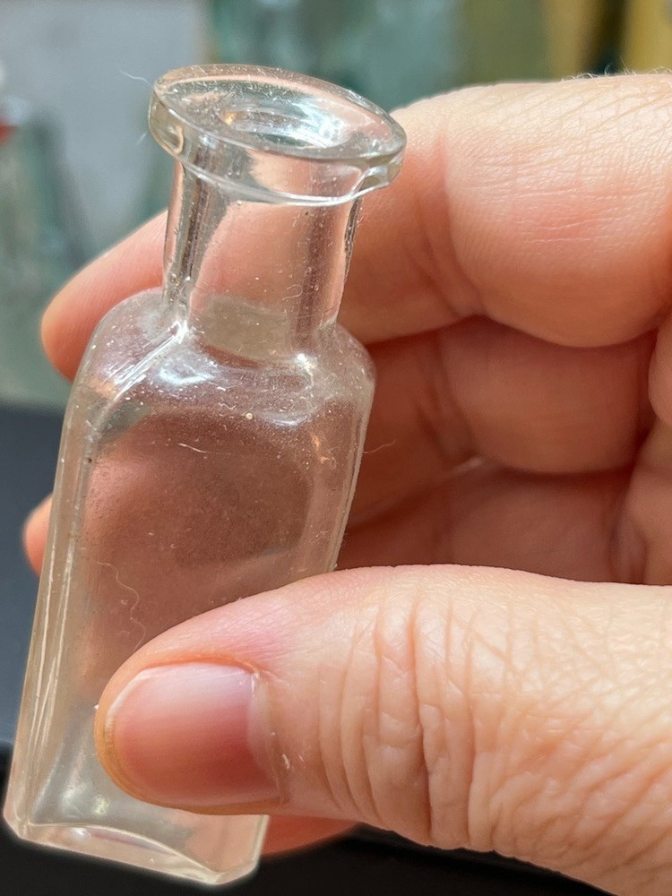Vintage Small Clear Glass Bottle 3"H