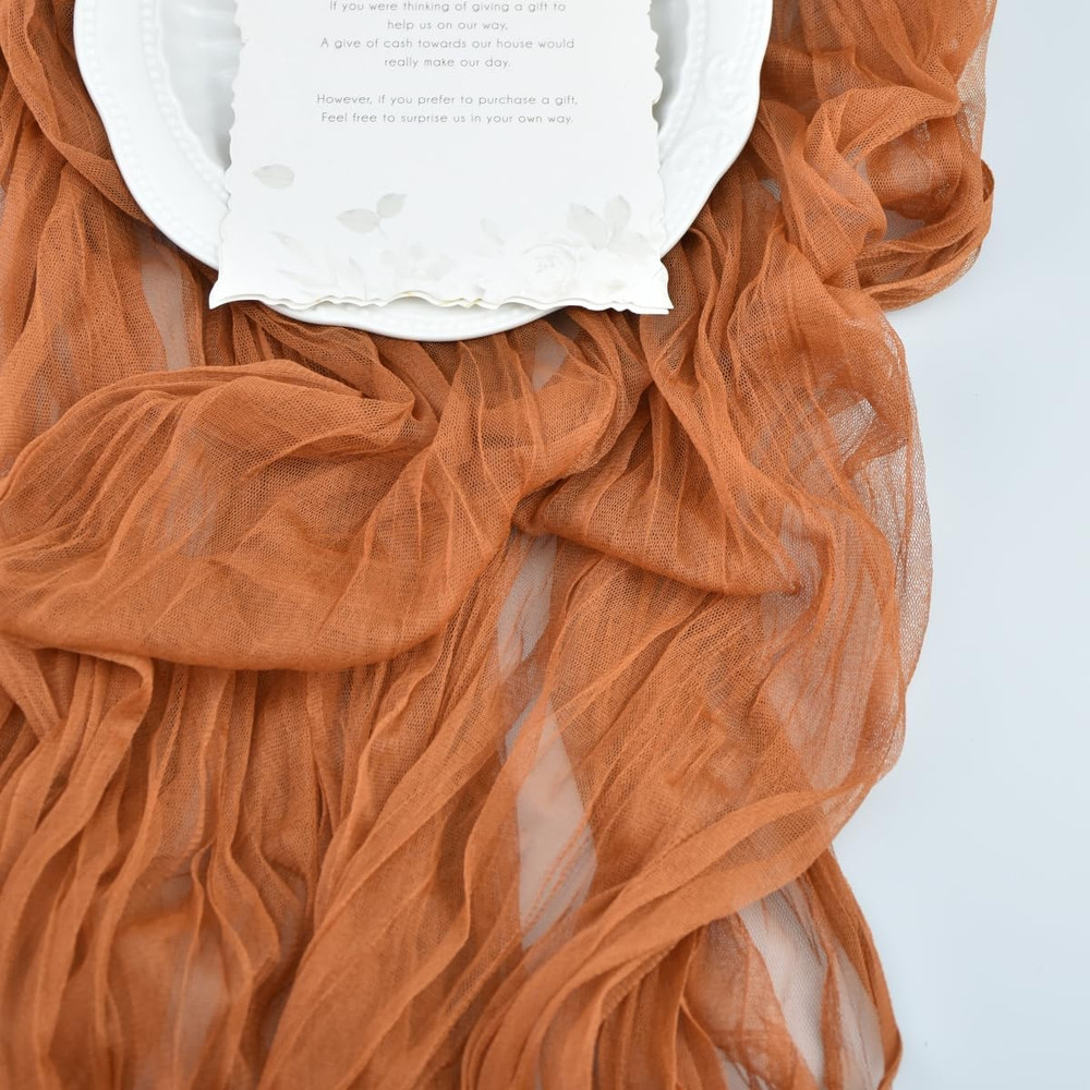 Terracotta Cheesecloth Table Runner Fall Thanksgiving 10Ft Rustic Gauze Boho Che