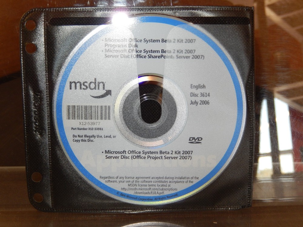 MICROSOFT MSDN DISC 3614 JULY 2006 - ENGLISH OFFICE SYSTEM BETA 2