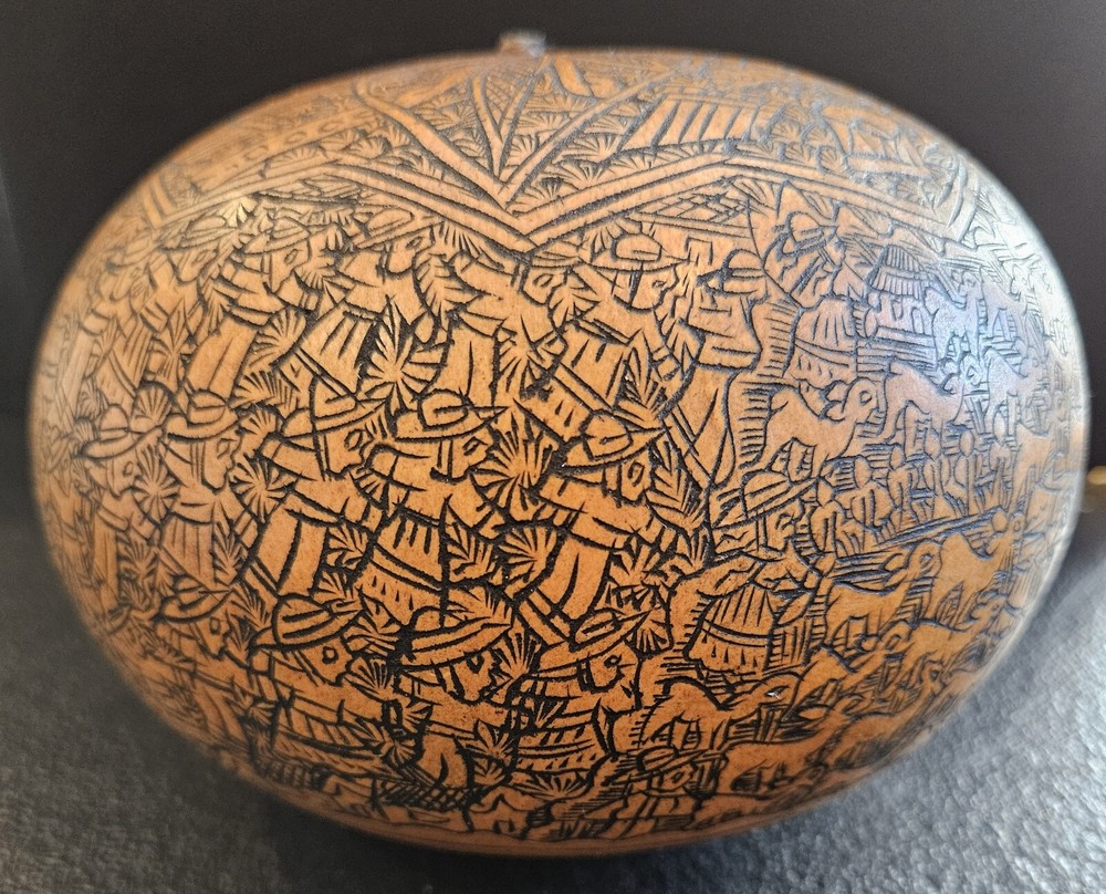 Hand Carved Amazon Storytelling Gourd