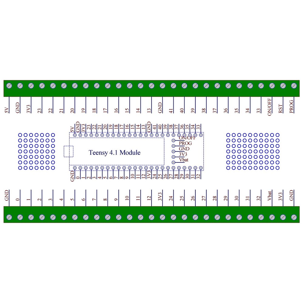Terminal Block Breakout Board Module for Teensy 4.1 Screw Mount Version