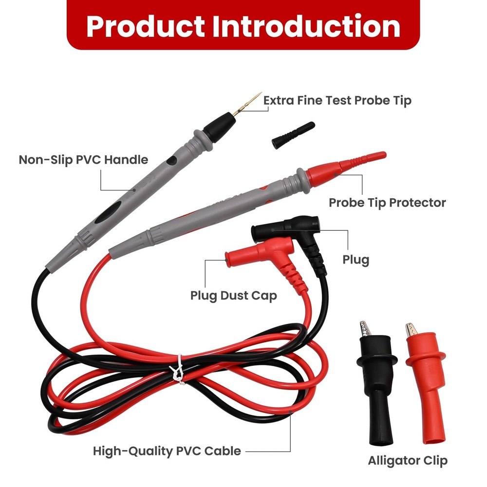 Digital Multimeter with Precision Sharp Leads, 1000v 20a Clamp Tester, Probe ...