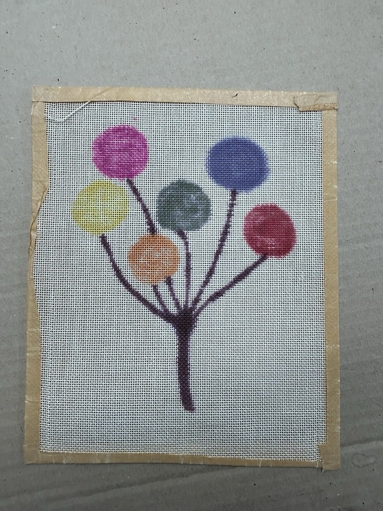 Balloons Bouquet Tree Needlepoint Canvas Colorful Pattern Hand Painted