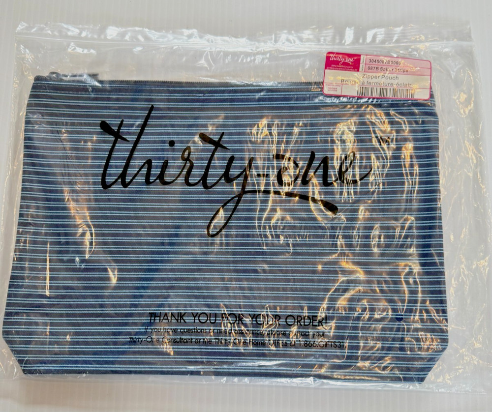 Thirty One Zipper Pouch Sailor Stripe NEW