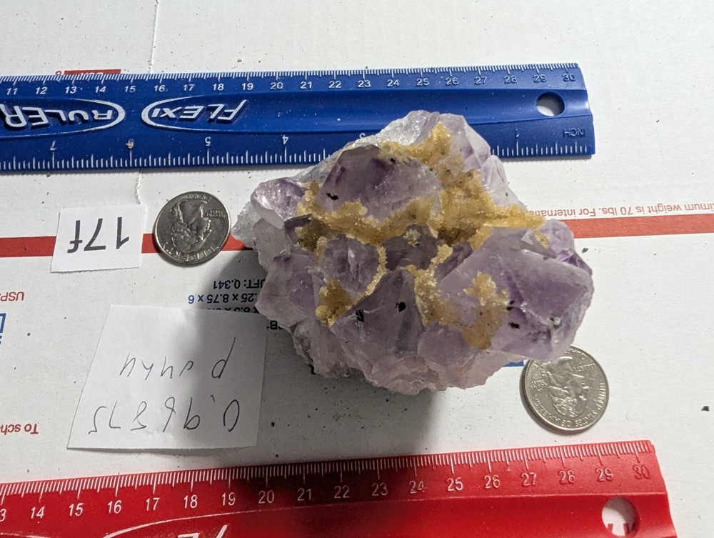 Amethyst crystal cluster gemstone 0.96875 pound LBS lb