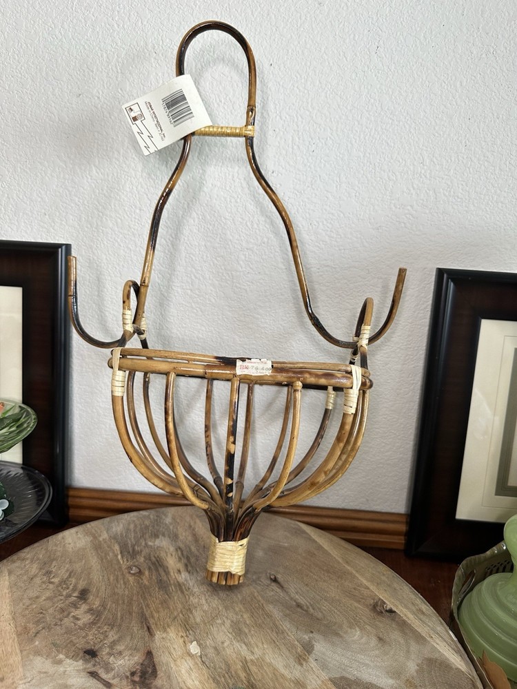 Rattan Wall Planter Basket Boho Wicker Hanging Decor Vintage