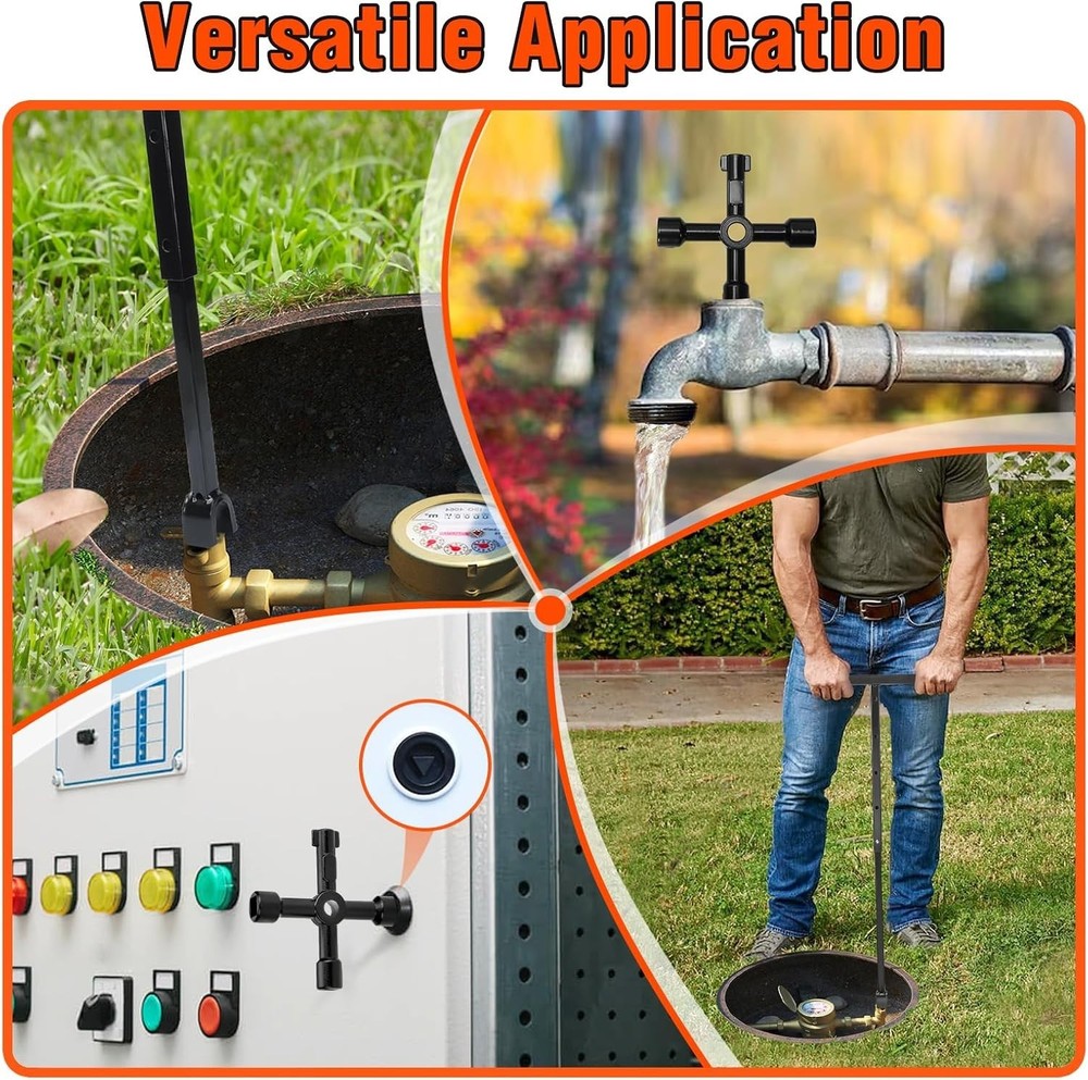 Multi-Functional Water Meter Shut Off Tool 29" T-Handle
