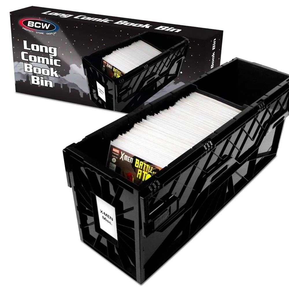 2 BCW LONG Comic Book Storage Bin Heavy Duty Plastic Box Stackable Hold 300 Bags