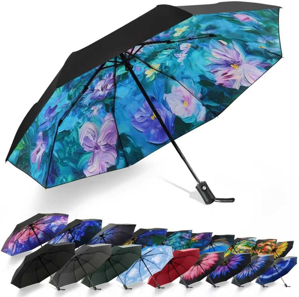 Travel Umbrella Windproof Automatic Umbrellas Small Compact UV Sun Protection Fa