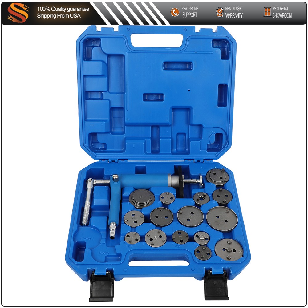 16 pcs Disc Brake Caliper Piston Wind Back Tool Kit Pneumatic Rewind Air Powered