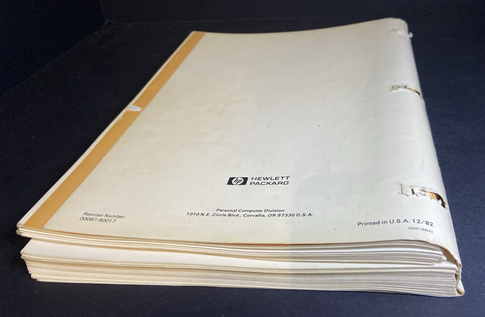 Hewlett Packard HP 86/87 Operating and BASIC Programming Manual Vintage