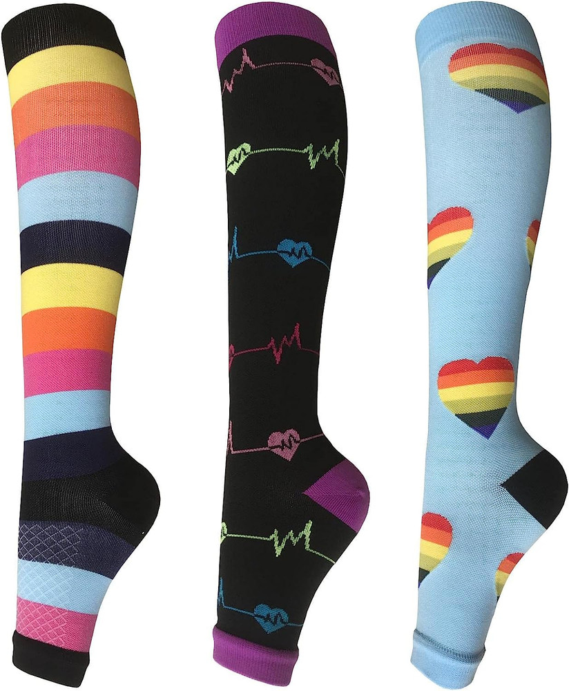 Open Toe Compression Socks 3 Pairs Toeless Compression Socks for Women Men
