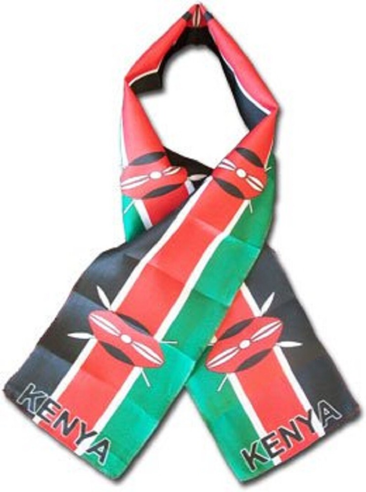 KENYA FLAG SCARF - LIGHTWEIGHT POLYESTER 8" x 60" - NEW SCARF SHAWL WRAP