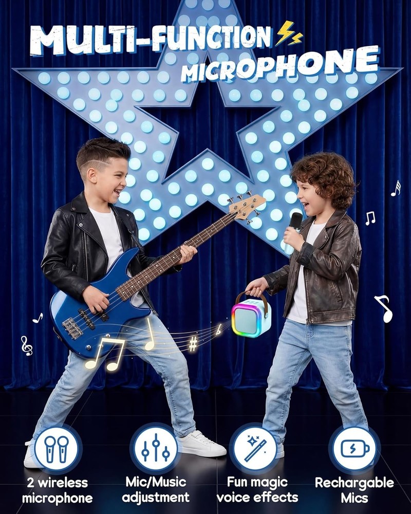 Child-Friendly Karaoke Machine - Bluetooth with 30 Days Karafun Subscription