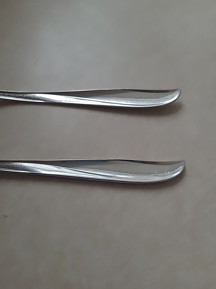Oneida Stainless Flatware 2 pc Serving Spoon and Meat Fork VTG