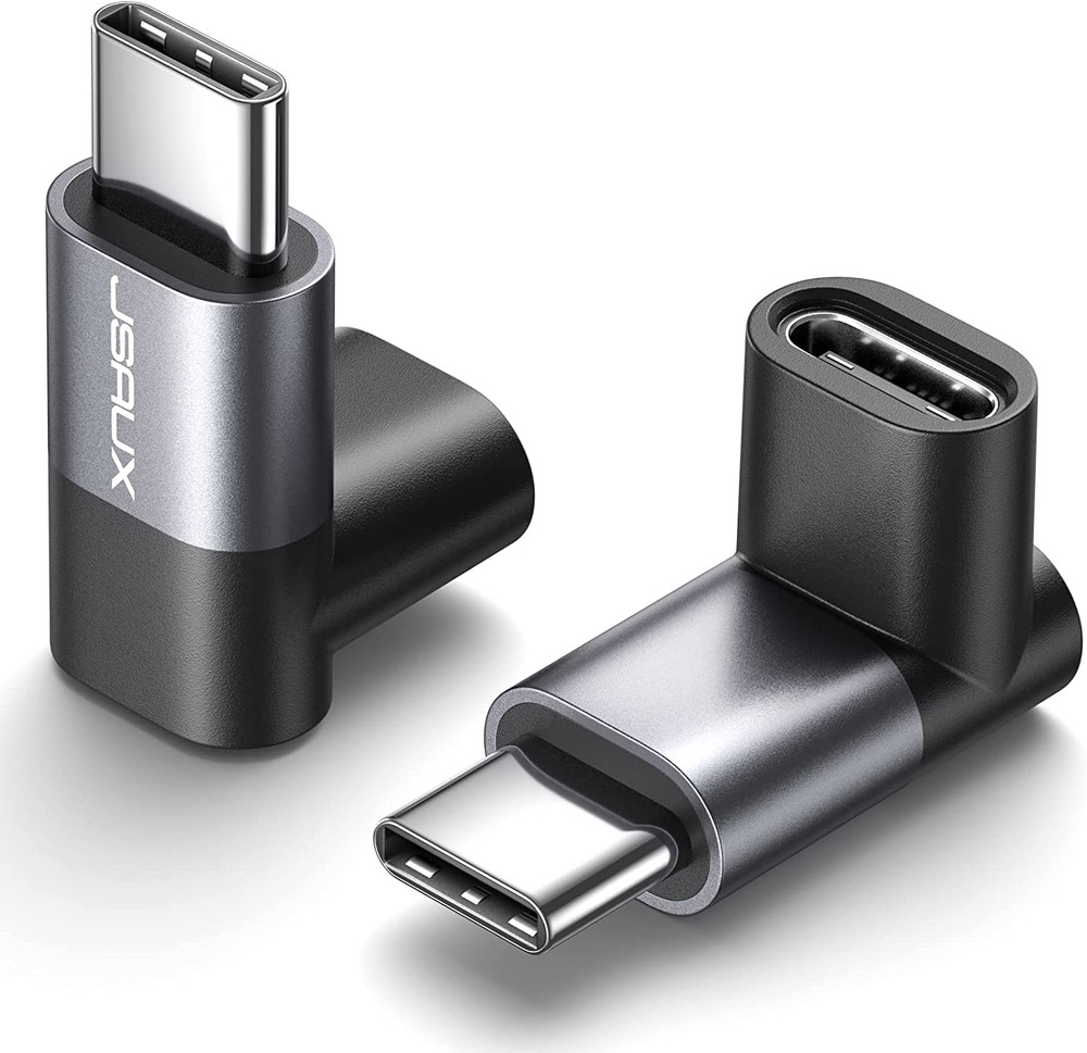 JSAUX 90 Degree USB C to USB C Adapter 2-Pack, 100W 40Gbps Data Transfer Right A