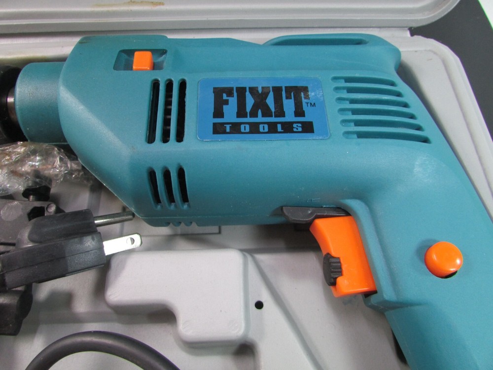 Fixit Fix it Tools Electric Corded Power Impact Drill Model 13 W/ Case & Bits
