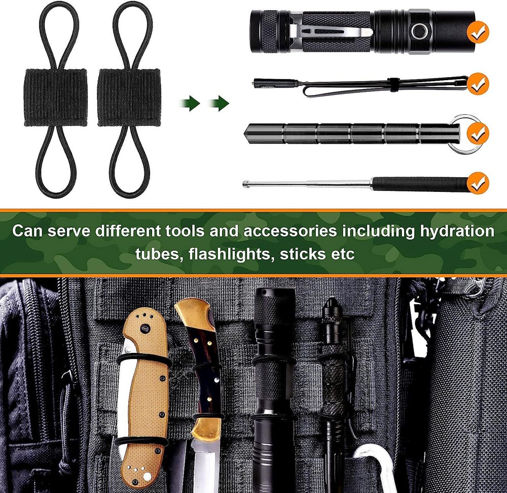 10Pcs Elastic PTT Retainer Tactical MOLLE Storage Strap Antennas Cable Organizer
