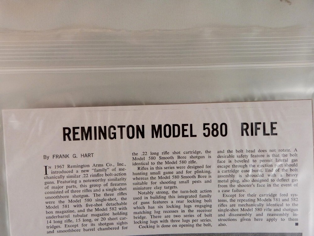 REMINGTON MODEL 580 RIFLE BREAK DOWN INSTRUCTION KIT a