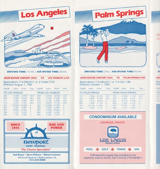 Air Irvine timetable 1982/08/01