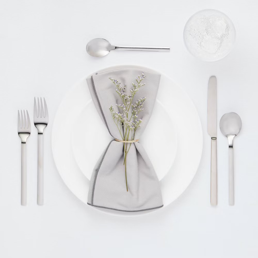 30pc Squared Straight Flatware Set with Caddy - Room Essentials