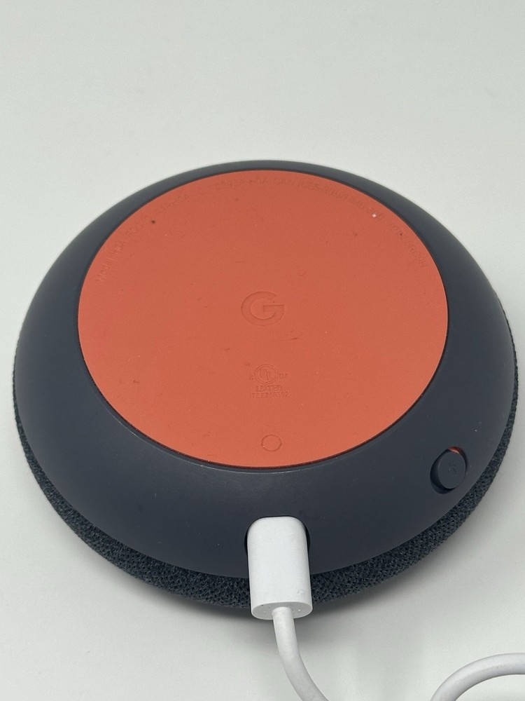 Google Home Mini Smart Assistant Model H0A Speaker With Plug Adapter Black Gray