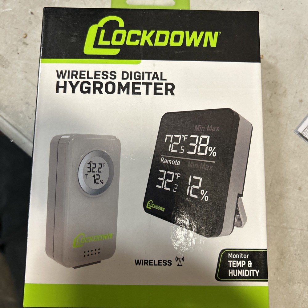 LOCKDOWN Digital Hygrometer with Convenient Design, Backlit Screen #1116792