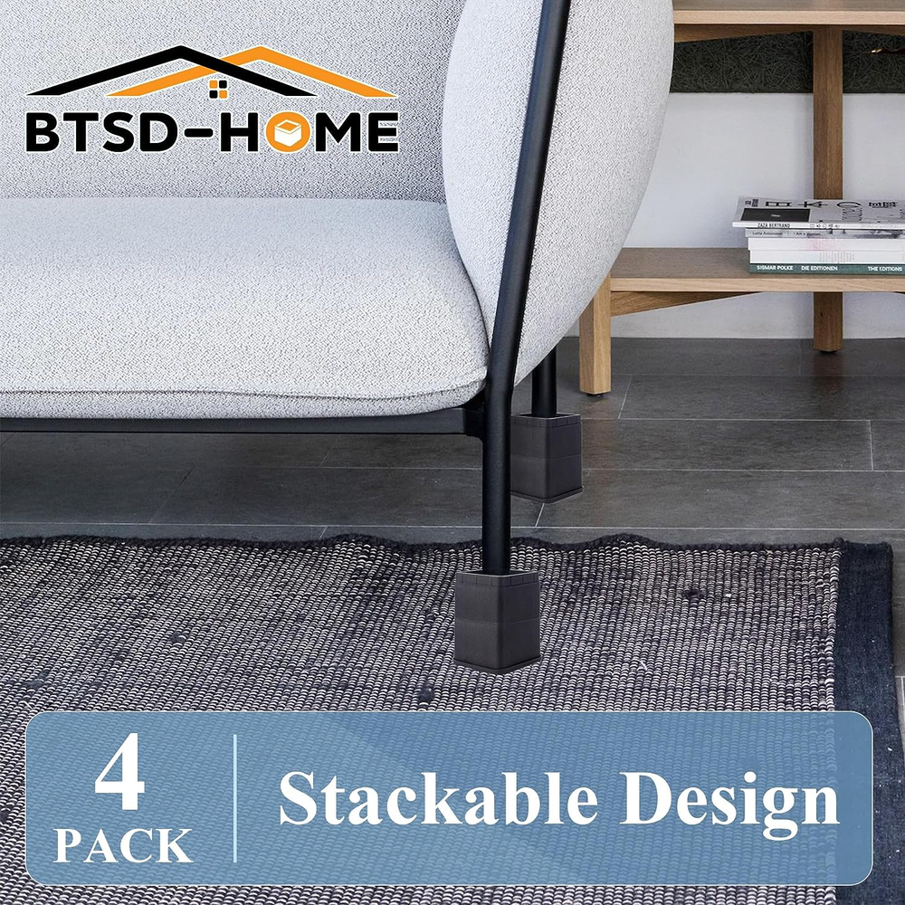 Bed Risers 3 or 6 Inch Heavy Duty Stackable Furniture Risers for College Dorm Be