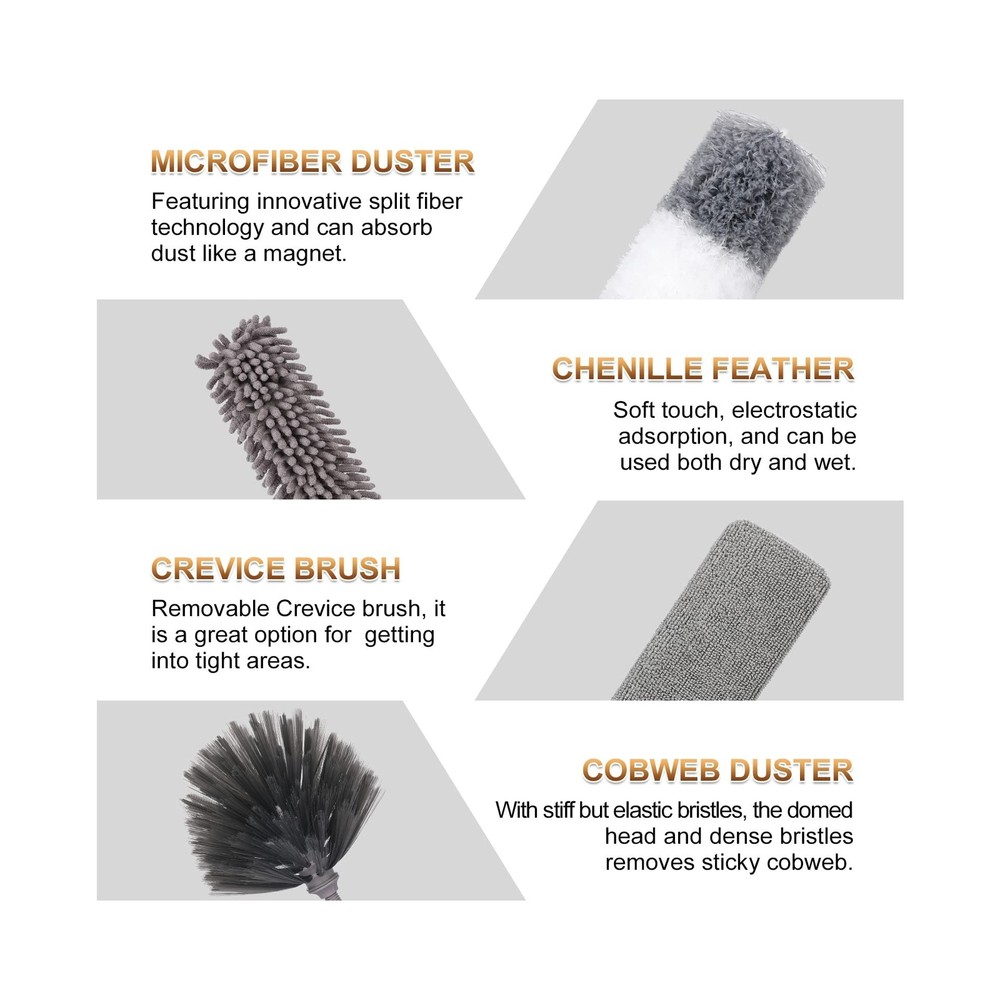 DEEHYO Microfiber Duster, 9PCS Extendable Feather Duster (Stainless Steel) 30...