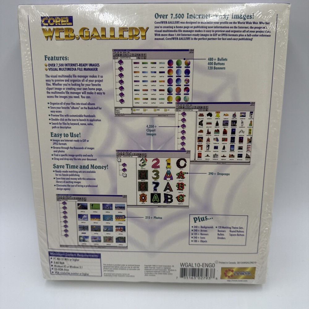 Vintage Corel Web. Gallery Suite PC CD-ROM Derive Web Design/ New Sealed