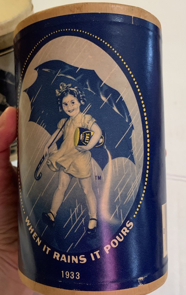 Morton Salt Container “When it Rains it Pours” Vintage - 2 Containers