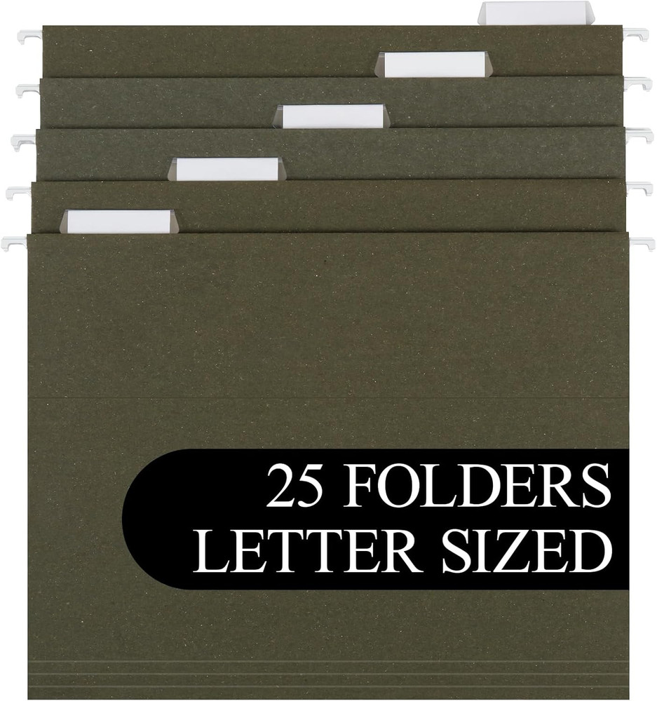 Island Hanging File Folder 1/5 Cut, Letter Size, Standard Green, 25 Count
