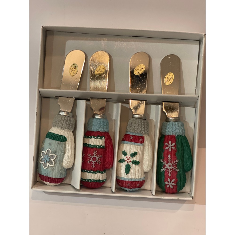 Holiday Christmas Mitten Appetizer Spreader Set