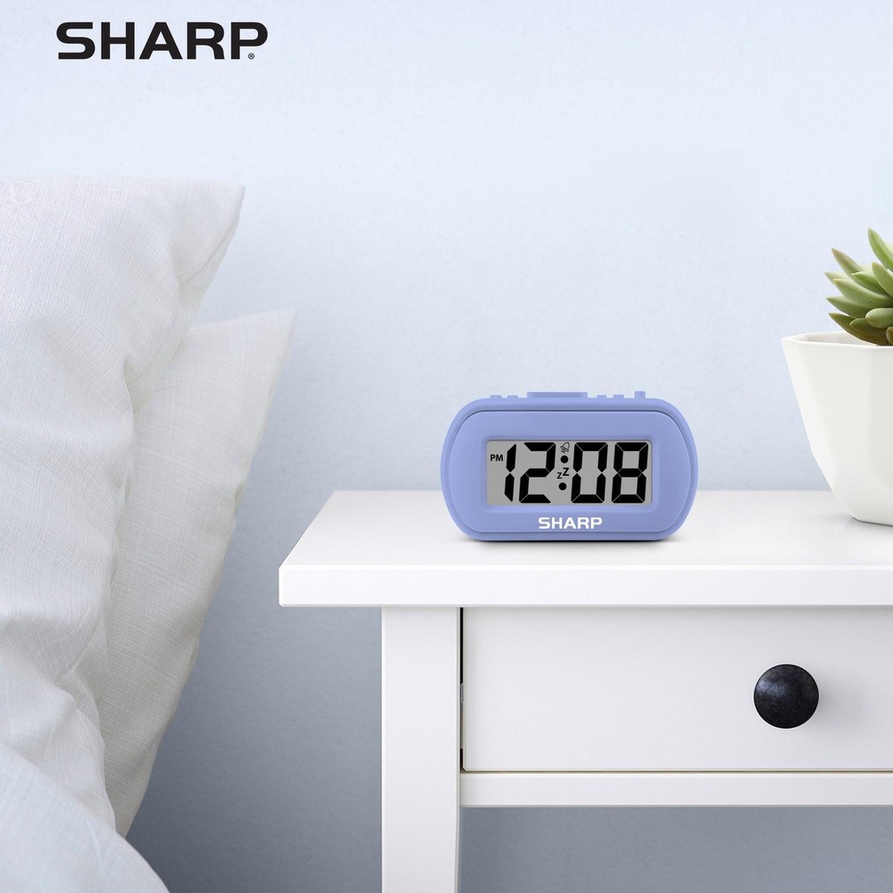 Sharp Digital Alarm Clock – Tactile Case with Soft Rubberized Small, Lavender