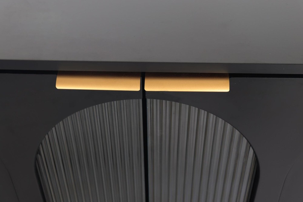 Sideboard Buffet Server Cabinet Storage Cabinet with 4 Glass Doors Black
