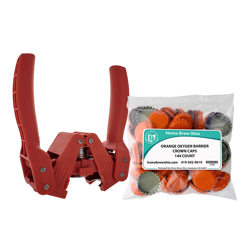 Black Beauty Bottle Capper With Orange Oxygen Barrier Crown Caps-144