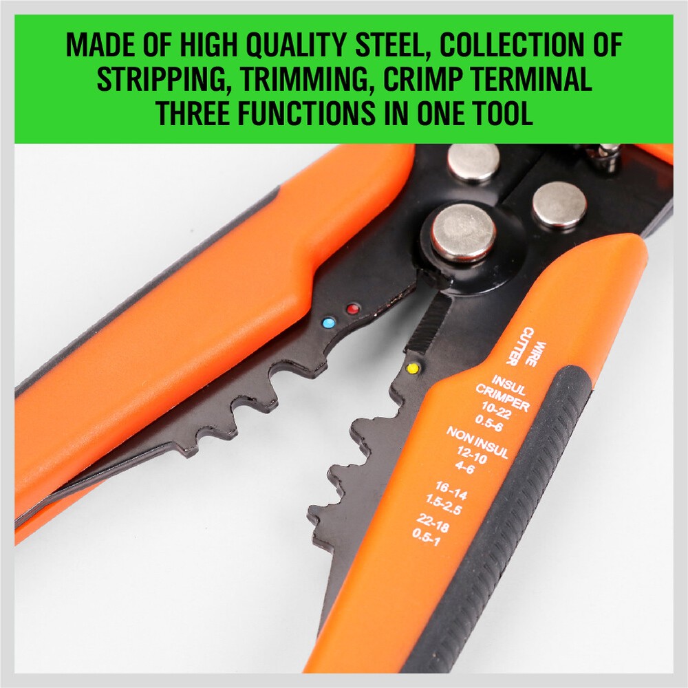 Self-Adjusting Insulation Wire Stripper cutter Crimper Cable Stripping Tools 8"