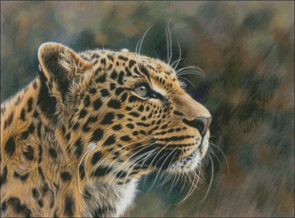 Elegant Leopard - DIY Chart Counted Cross Stitch Patterns Needlework DMC Color