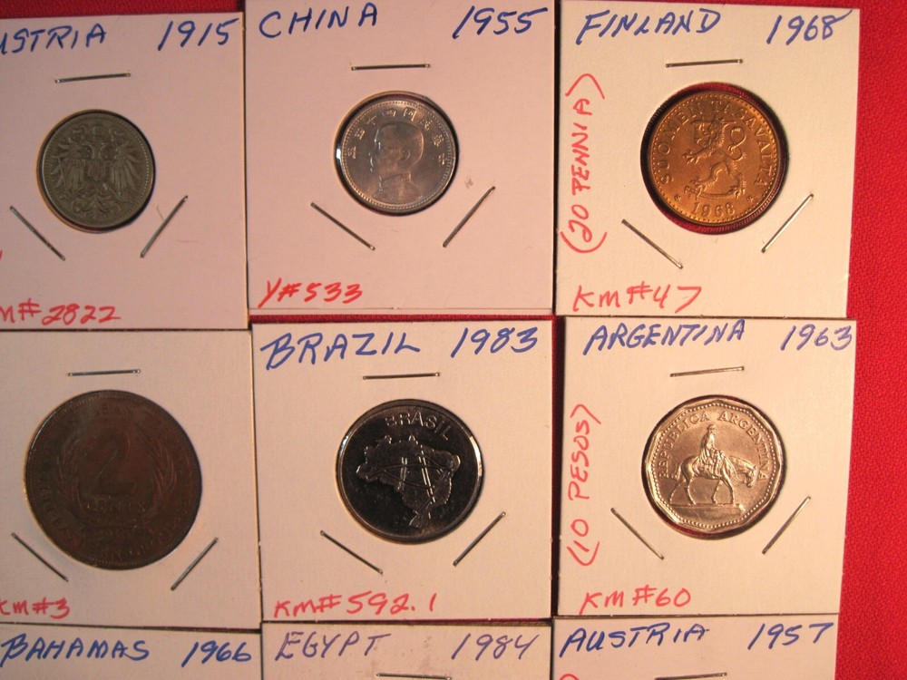 (20) DIFFERENT FOREIGN COINS FROM 16 COUNTRIES, (#092C)