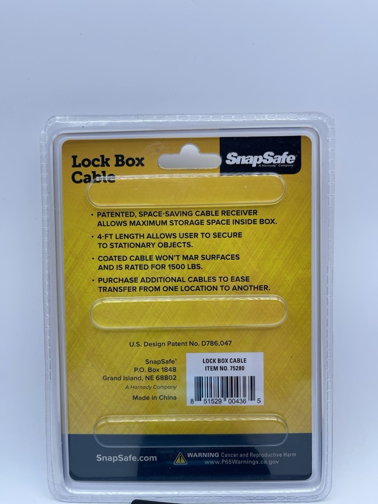 SnapSafe Lock Box Cable 75280 NIB