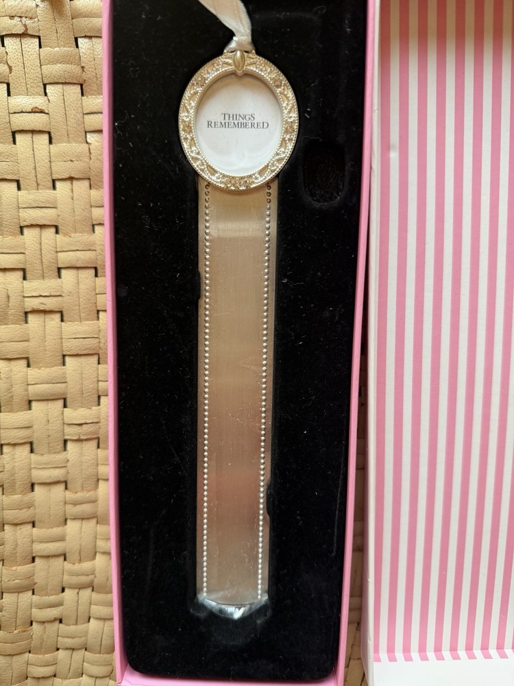 Pretty Silver Bookmark Things Remembered With Frame NIB