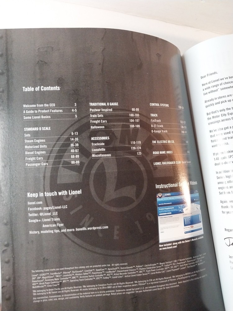 LIONEL 2012 TRAIN SIGNATURE EDITION CATALOG