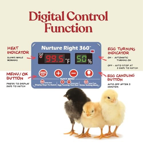 Nurture Right Egg Incubator for Hatching Chicks, Holds 12-22 Eggs, Automatic