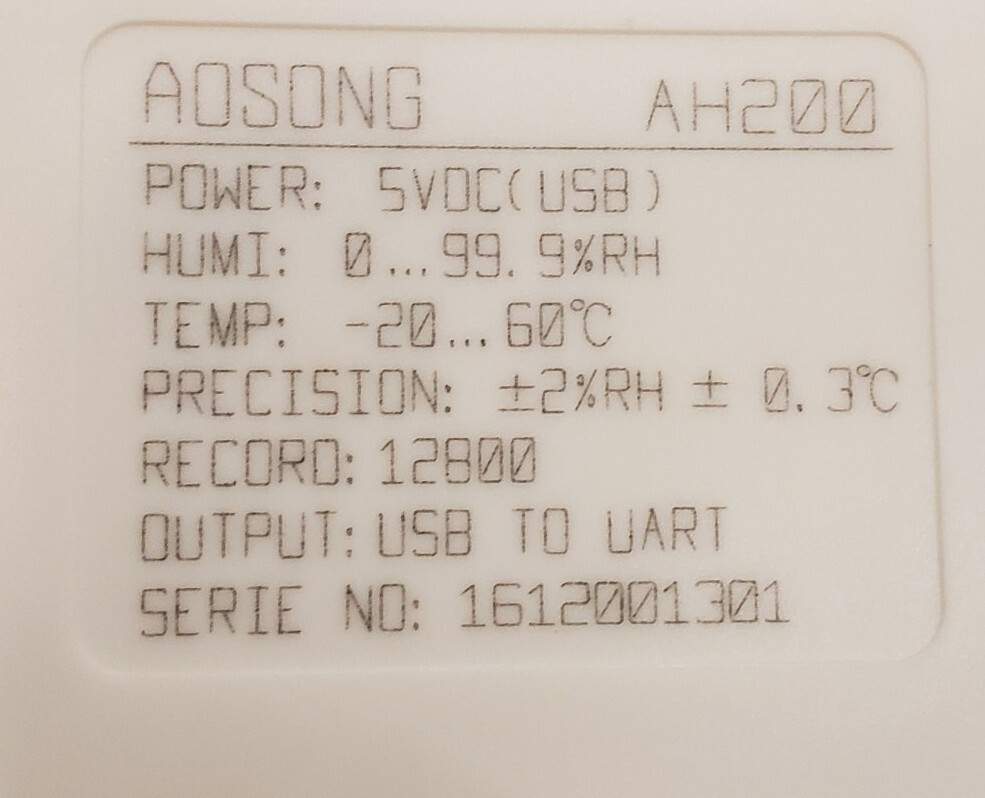 Aosong Electronics temperature and humidity sensor Model AH200.