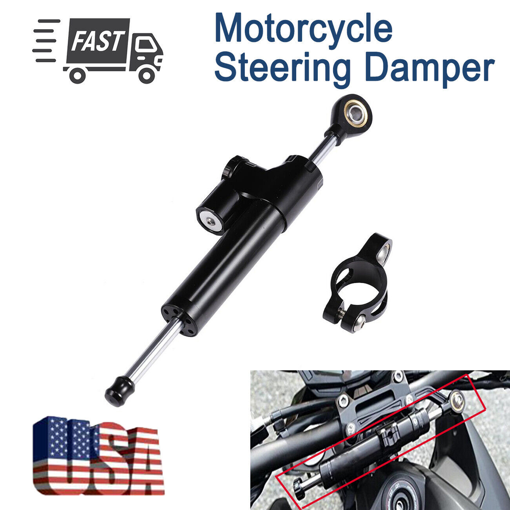 CNC Black Universal Adjustable Steering Damper Stabilizer Motorcycle Accessories