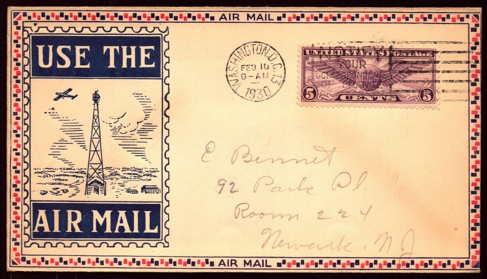 Scott C12 5 Cents Winged Globe Roessler FDC Addressed