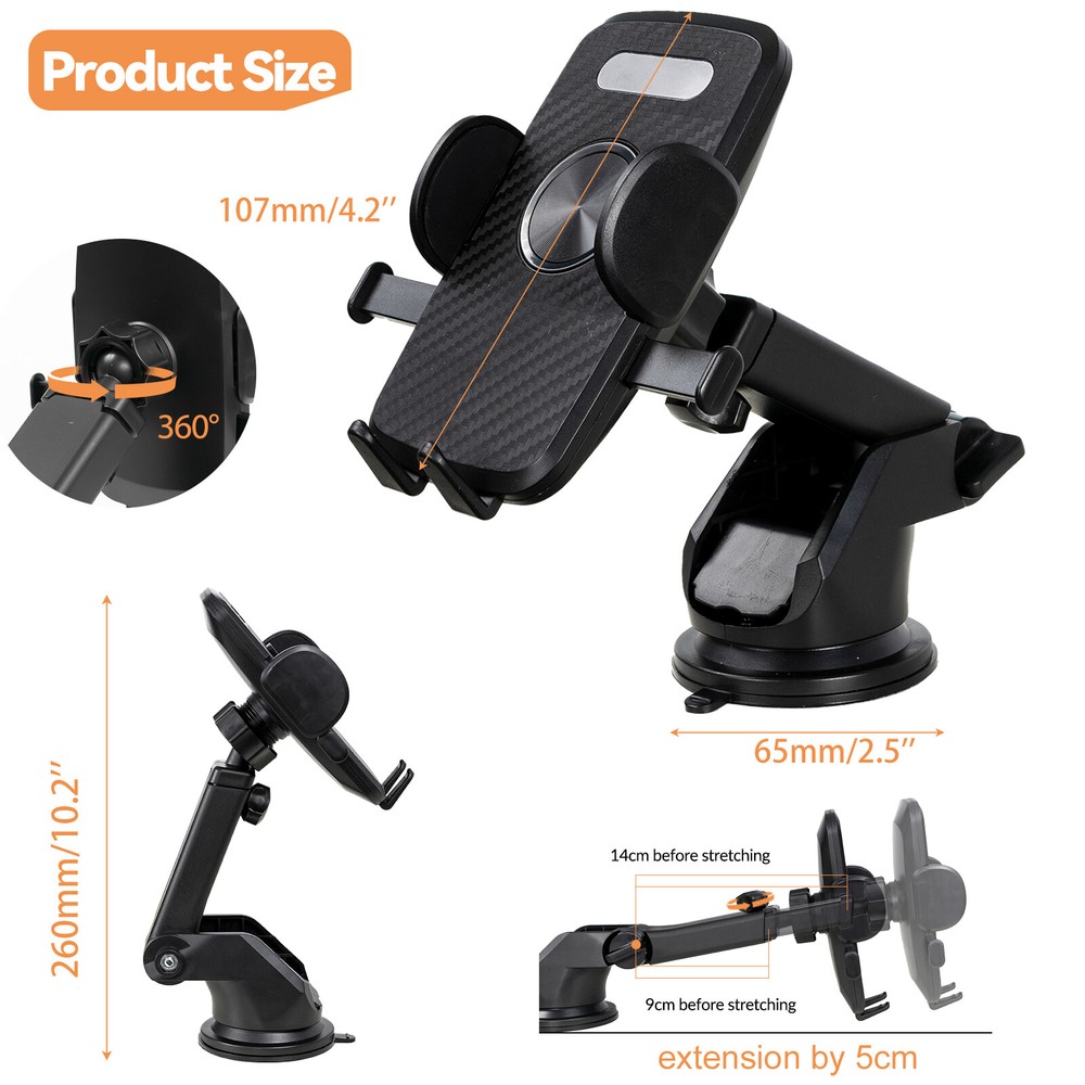 360° Car Holder Mobile Dashboard Cradle Smart Phone Windshield Dash Stand Mount