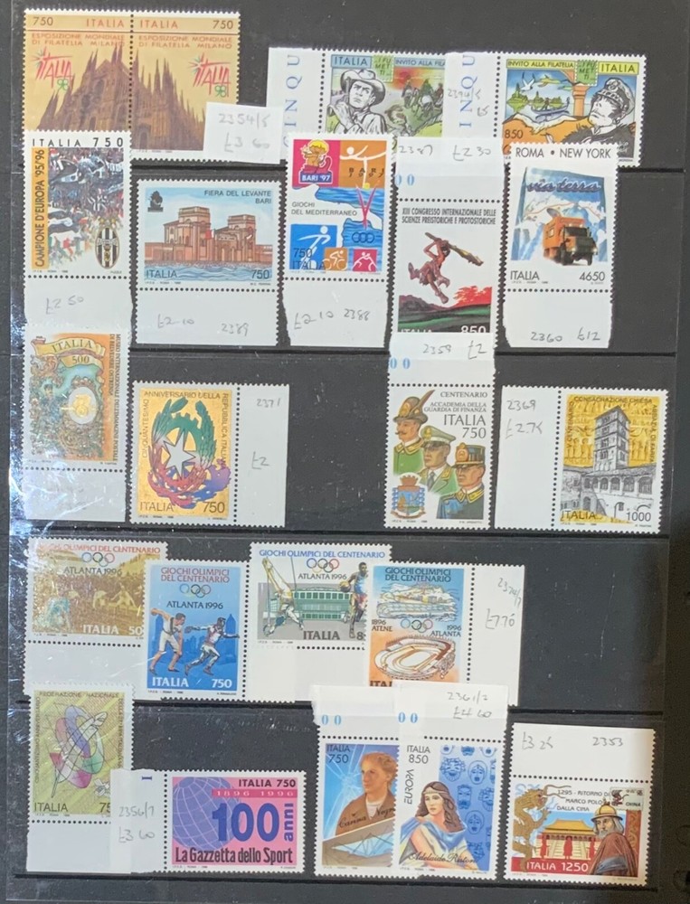 ITALY 1996 COMMEMORATIVES UNMOUNTED SELECTION ..CAT £125