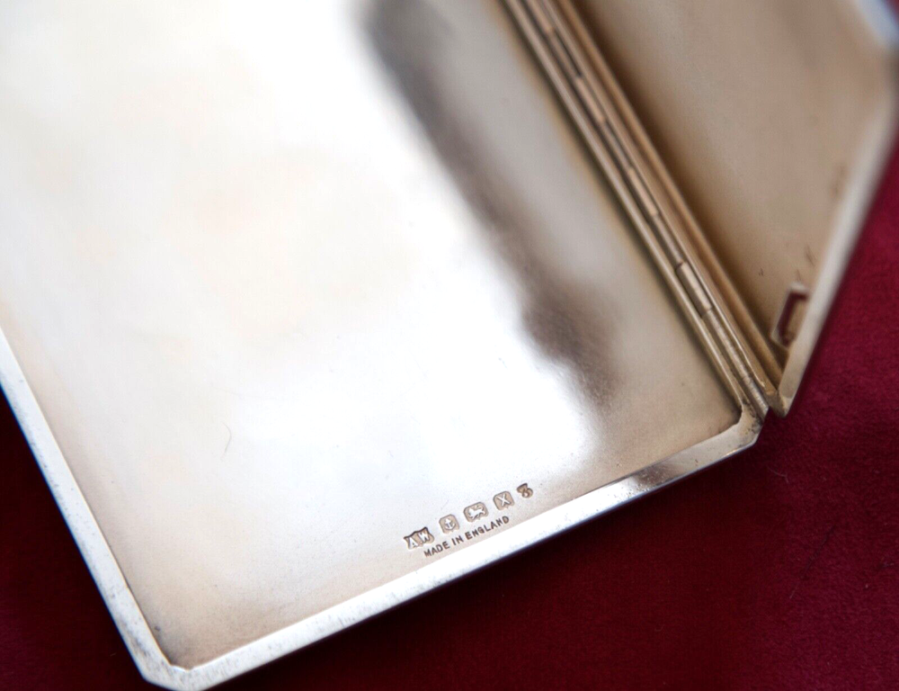 A Wilcox, Solid Sterling Silver Card, Cigar, Cigarette Case 1947 - Horse, Racing