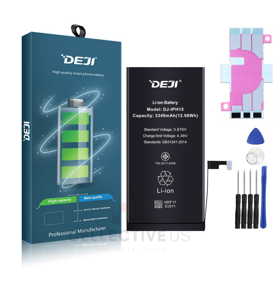 New DEJI battery for Apple iPhone 15 Replacement Battery Tool Adhesive